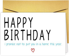 Funny Birthday Card for Dad, Mom, Parents. Humorous Dad Mom Birthday Card from S