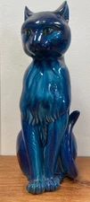 Inarco Blue Cat Figure Statue Large Japan E-2983 Folk Art 12"