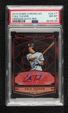 2019 Panini Chronicles Electric Etch Red Prizm 9/25 Cole Tucker PSA 8 Auto 07b3