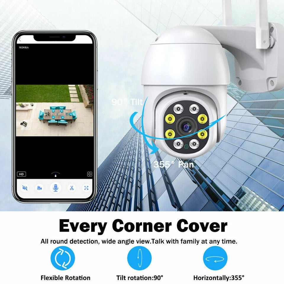 360° HD 1080p WiFi Wireless PTZ Zoom Outdoor Red IR Night Security Camera/W Card - Image 2 of 4