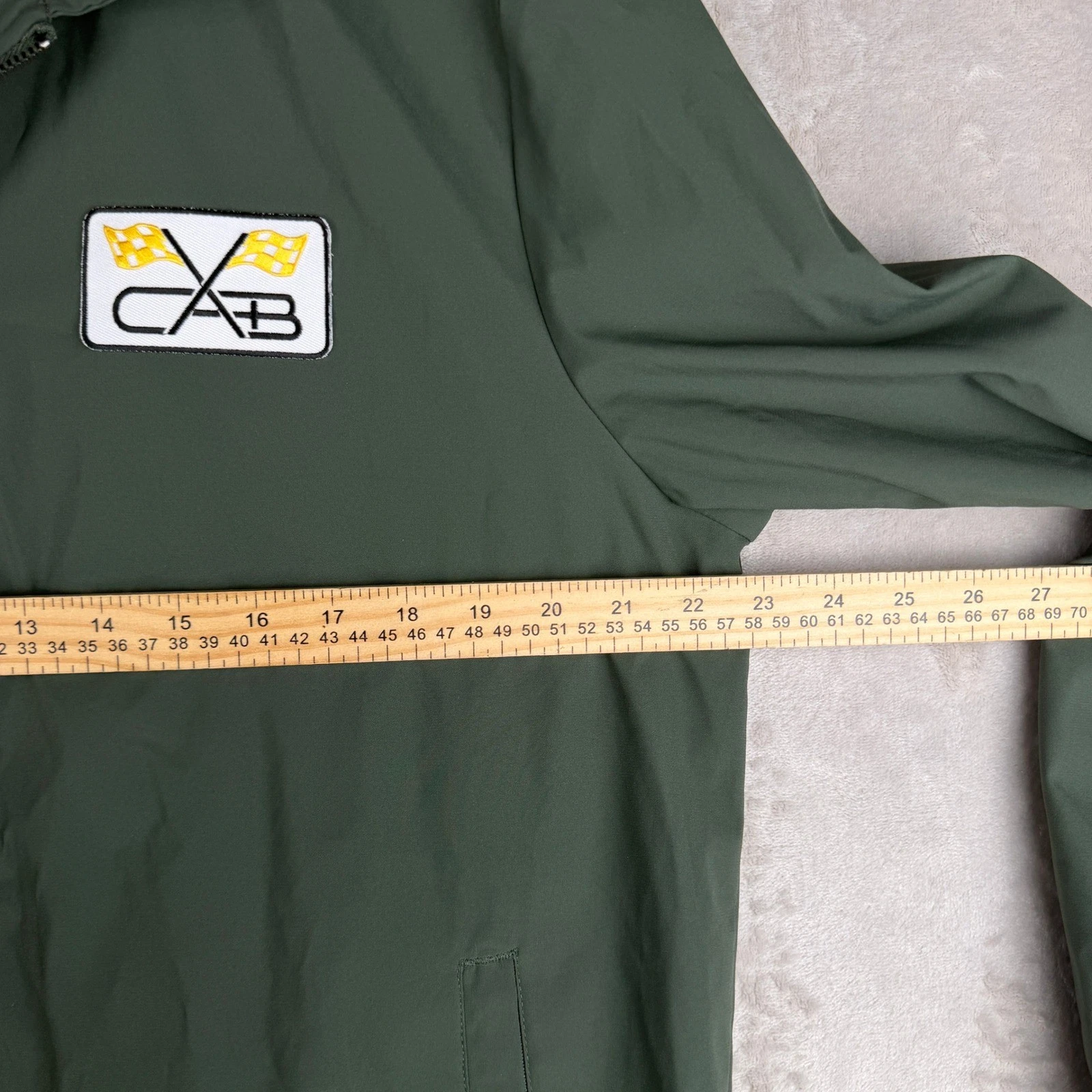 Outdoor Jacket Mens Medium Green Full Zip Racing Style Windbreaker CAB Patch image 6