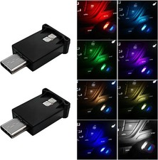 USB Type C LED Ambient Light, 8 Colors RGB 5V Car Smart Atmosphere 2PCS