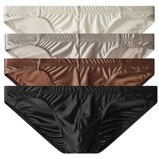 4Pcs Lot Men's Sexy Satin String Bikinis Boxer Panties Fashion Underwear M-XXL