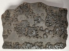Antico blocco/timbro persiano in legno intagliato a mano per stampa tessile, disegno floreale
