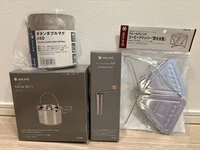 snow peak Coffee Dripper, Titanium Double Mug 450ml, Kettle No.1, and Mill Set
