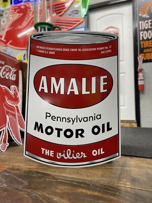 Antique Vintage Old Style Amalie Oil Can Gas Service Sign! | eBay
