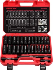 29-Piece 1/2" Drive SAE and Metric Impact Socket Set with Extension Bars - CR