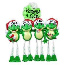 Frog  Dangle Family of 1 2 3 4 5 6 Personalized  Christmas Ornament