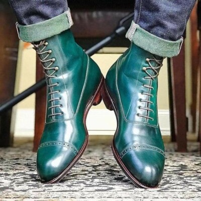 mens green dress boots Paul Parkman Men's Biker Boots Green Nubuck (824NGR33) EU 47