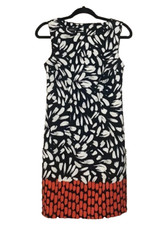 Alyx Sheath Dress Floral White Black Red Rear Zip Size 4 Dressy Career Chic