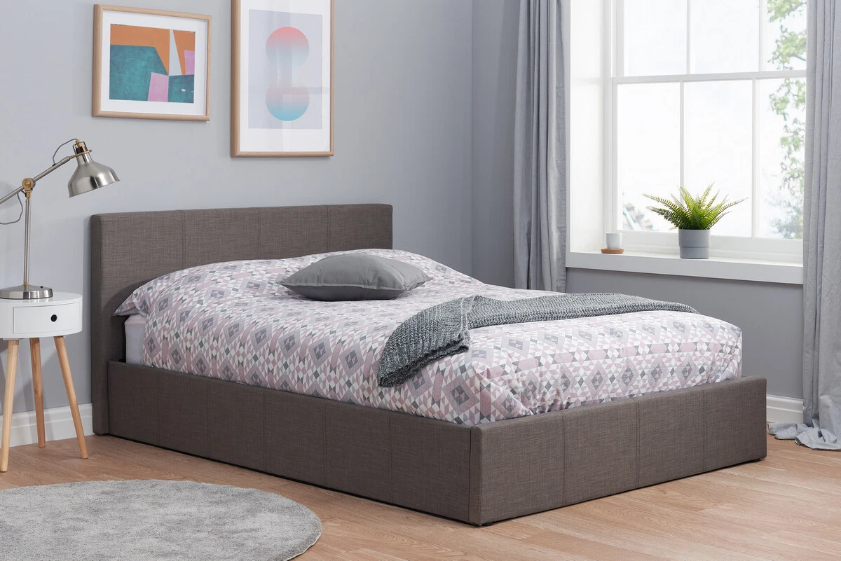 Dark grey fabric ottoman deals