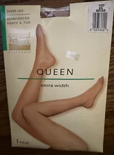 Lycra Sheer BEIGE Control Top PathMark Pantyhose Cotton Shield Sz 2X Extra Width