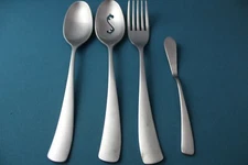 4pc Serving Tablespoon Pierced Fork Butter Studio William LARCH SATIN China