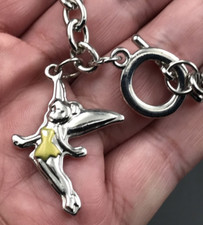 Disney Tinker Bell Chain Silver Tone Bracelet 7"