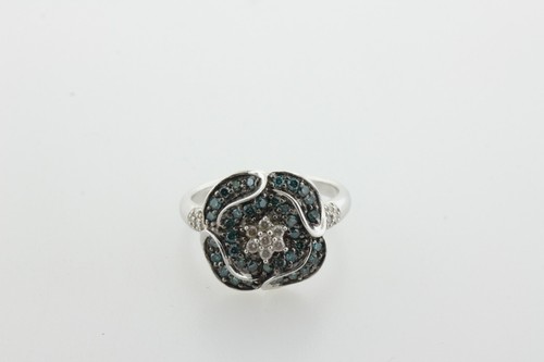 JS Affinity Sterling Silver 925 0.50 TCW Diamond Textured Rose Flower Ring Sz 8 - Picture 4 of 8