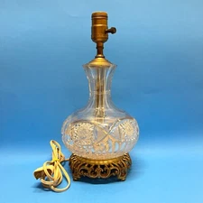 ANT American Brilliant Cut Glass Decanter Carafe Tumble-up Converted Lamp Works!