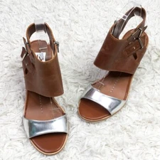 Dolce Vita Womens Sandals Multicolor Brown Open Toe Side Zipper Wedge Heels 8