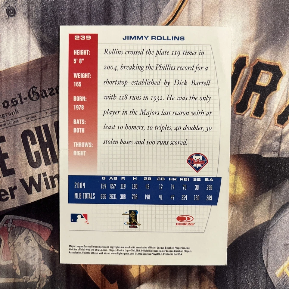 Donruss Team Heroes #239 2005 (PHILLIES) Jimmy Rollins Foto 2 de 2