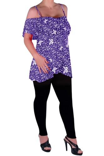 Womens Off The Shoulder Strappy Cami Vest, Tunic Blouse Cold Shoulder Swing Top - Picture 21 of 52