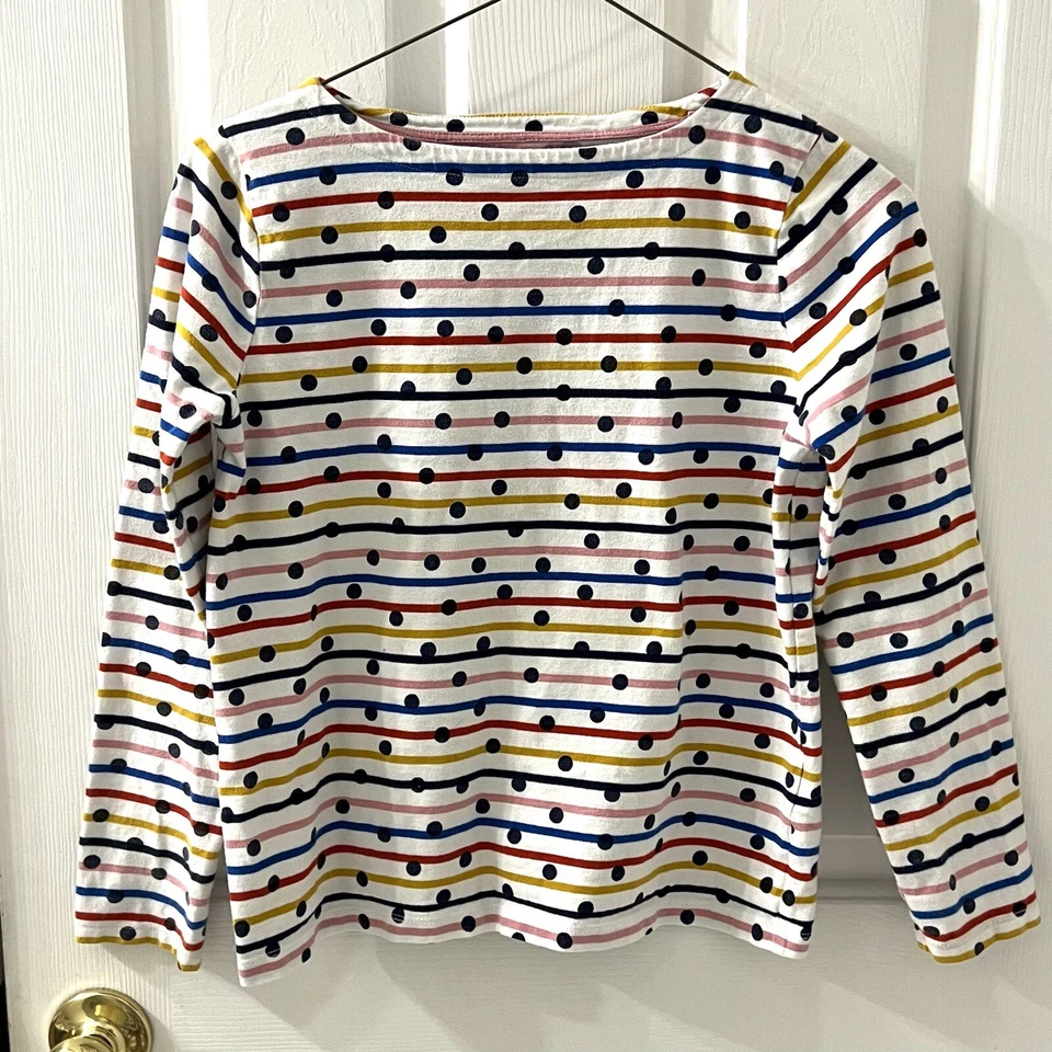 Blusa Breton Mini Boden Feminina Multi Listras Bolinhas em Marfim Mix Tamanho 11-12 - Imagem 2 de 4