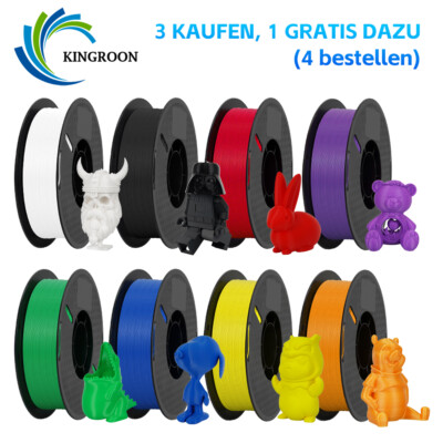 【Kaufen 4 Zahlen 3】Kingroon 1KG PLA PETG Seide Matte 1,75 mm 3D Drucker Filament