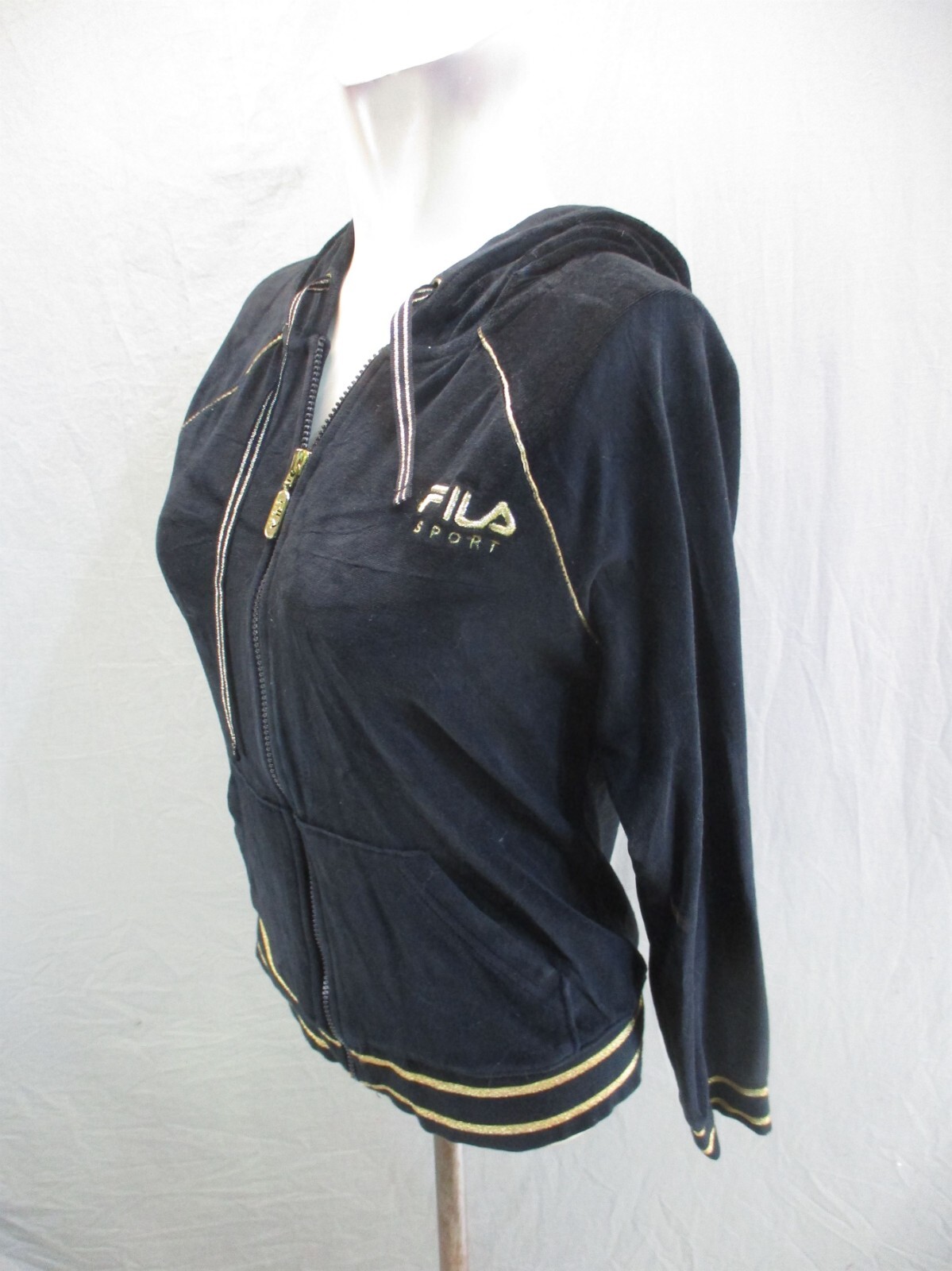 Giacca sportiva FILA taglia M donna misto cotone zip intera coulisse tasca 610