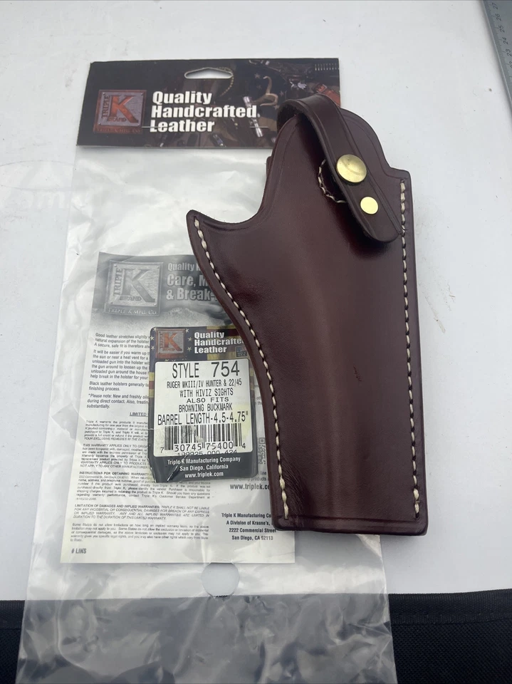 Holster Leather Ruger MKIII /IV Hunter 22/45 Browning Buckmark TripleK 754 4-5/8 - Image 2 of 4