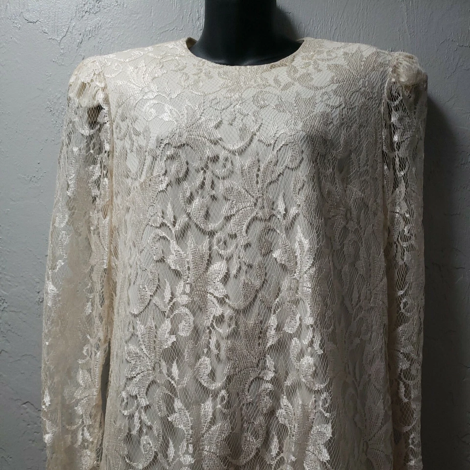 Vestido David Rose Talla 10 Crema Capas Encaje Aleta Boda Vintage Foto 2 de 4