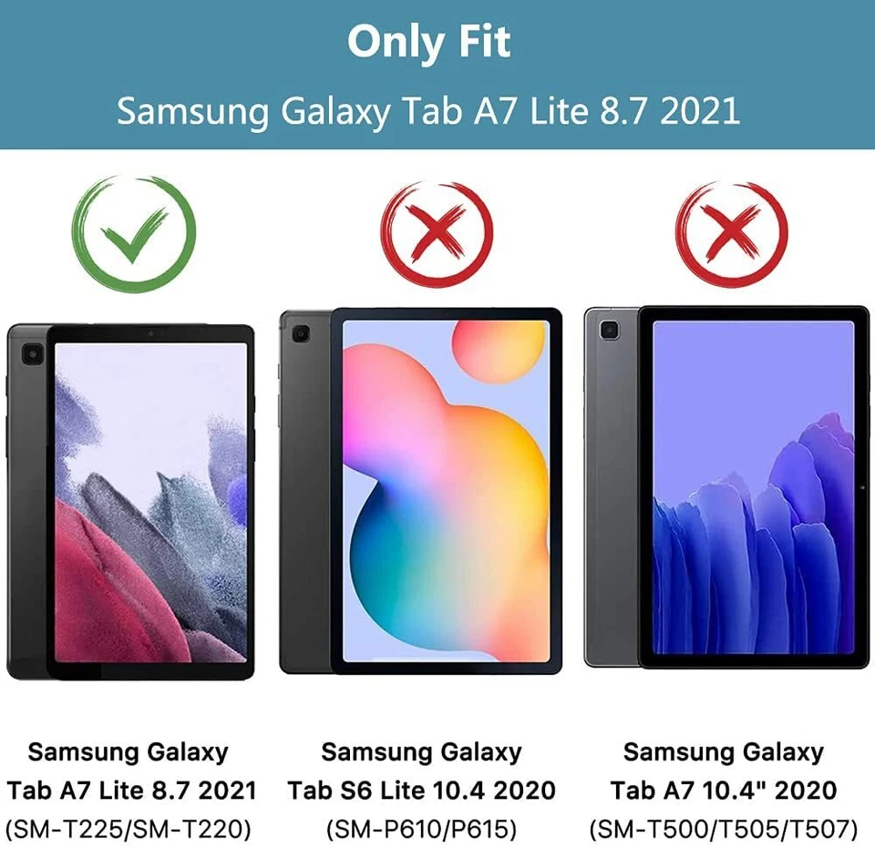 Leather Magnetic Smart Stand Case Cover For Samsung Galaxy Tab A7 Lite 8.7" Inch - Image 3 of 4