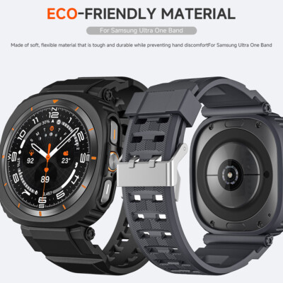 TPU Rugged Sport Band Protective Case for Galaxy Watch Ultra 47mm Silicone  Strap