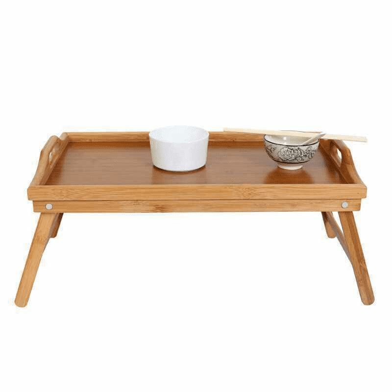 BAMBOO 2-IN-1 BED LAP TABLE/TRAY WITH FOLDING LEGS BREAKFAST GIFT