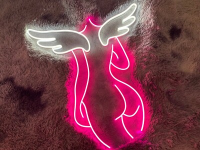 26''x19'' Flying Wings Woman Flex LED Neon Sign Light Party Gift Bar Display Décor