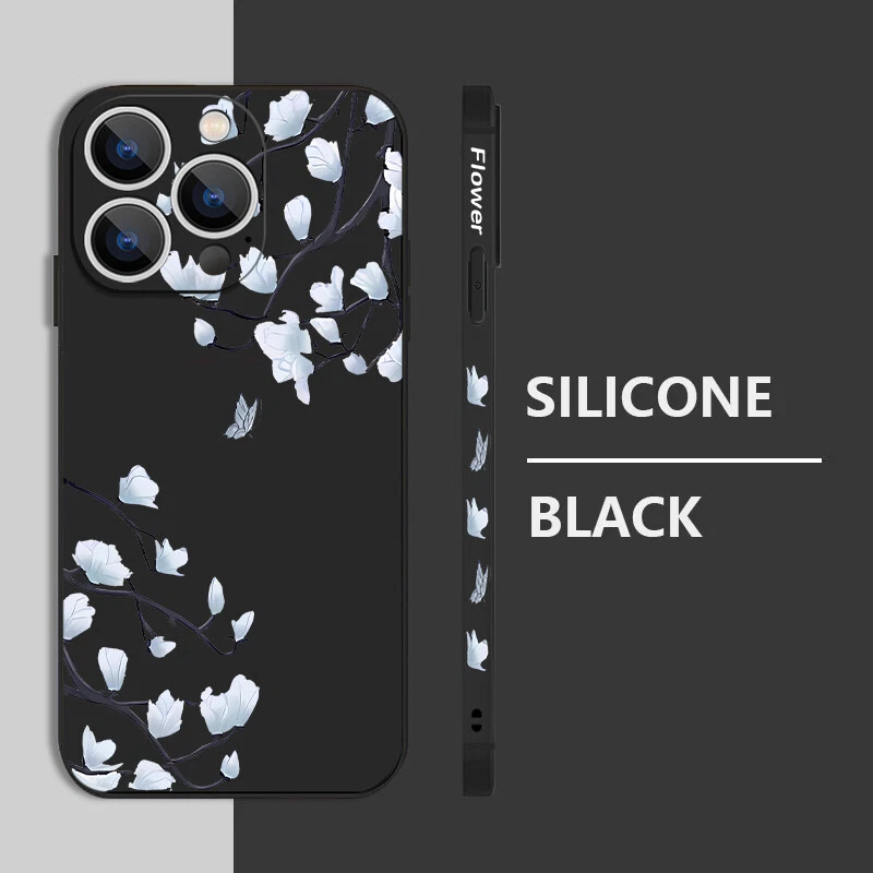 Flowers Phone Case For iPhone 16 15 Pro Max 14 13 12 11 XS 8 Silicone Slim Cover - Image 4 of 4