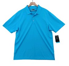PGA Tour Golf Polo Shirt Mens XL Malibu Blue Textured Stripe Polyester NEW