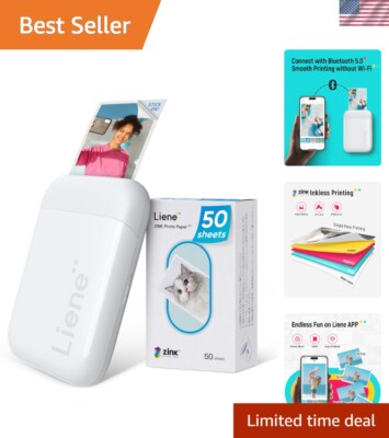 2x3  Wireless Photo Printer for iPhone & Android - 300 DPI, 50 Adhesive Sheets