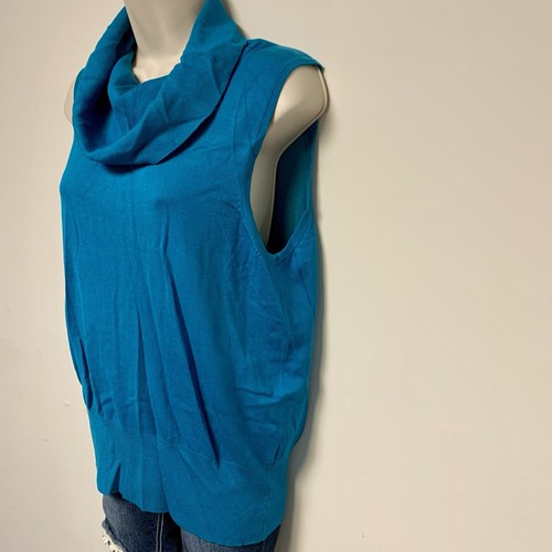 Josephine Sleeveless Turtleneck Womens Tunic Shirt Large Blue - 第 2/10 張圖片