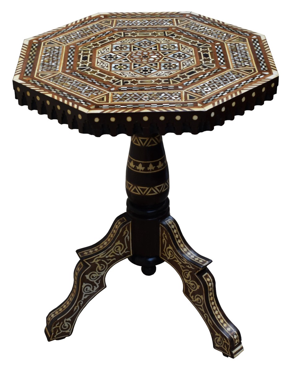 ヴィンテージ　MOROCCAN side table Vintage Moroccan Side Table: Mother of Pearl Inlay, Ebony