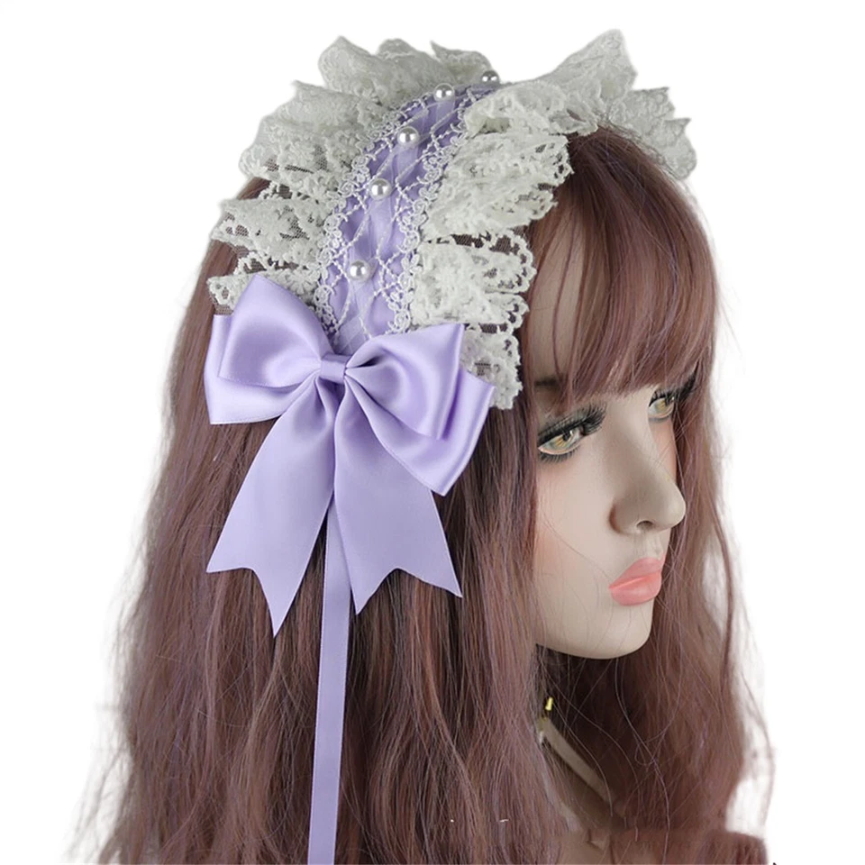 Mujeres Niñas Lolita Pelo Aro Criada Anime Juegos con disfraces Prendas para la cabeza Cinta Moño Diadema Foto 3 de 4