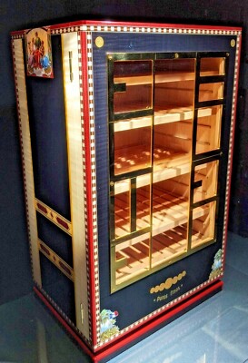 Elie Bleu Alba Black Sycamore Wood Cabinet Humidor  17.72'' H x 12.20'' W x 8.6'' D