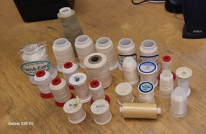 Machine Thread In White And Neutral Colors Assortment Lot Of 24