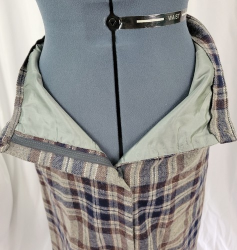 Vintage JH Collectibles Wool Skirt in Grey/Navy/Brown Plaid Size 10/11 - Picture 14 of 15