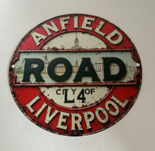 Liverpool City Of L4 Anfield Road Aluminum Wall Plaque Sign 197mm Round LFC Gift