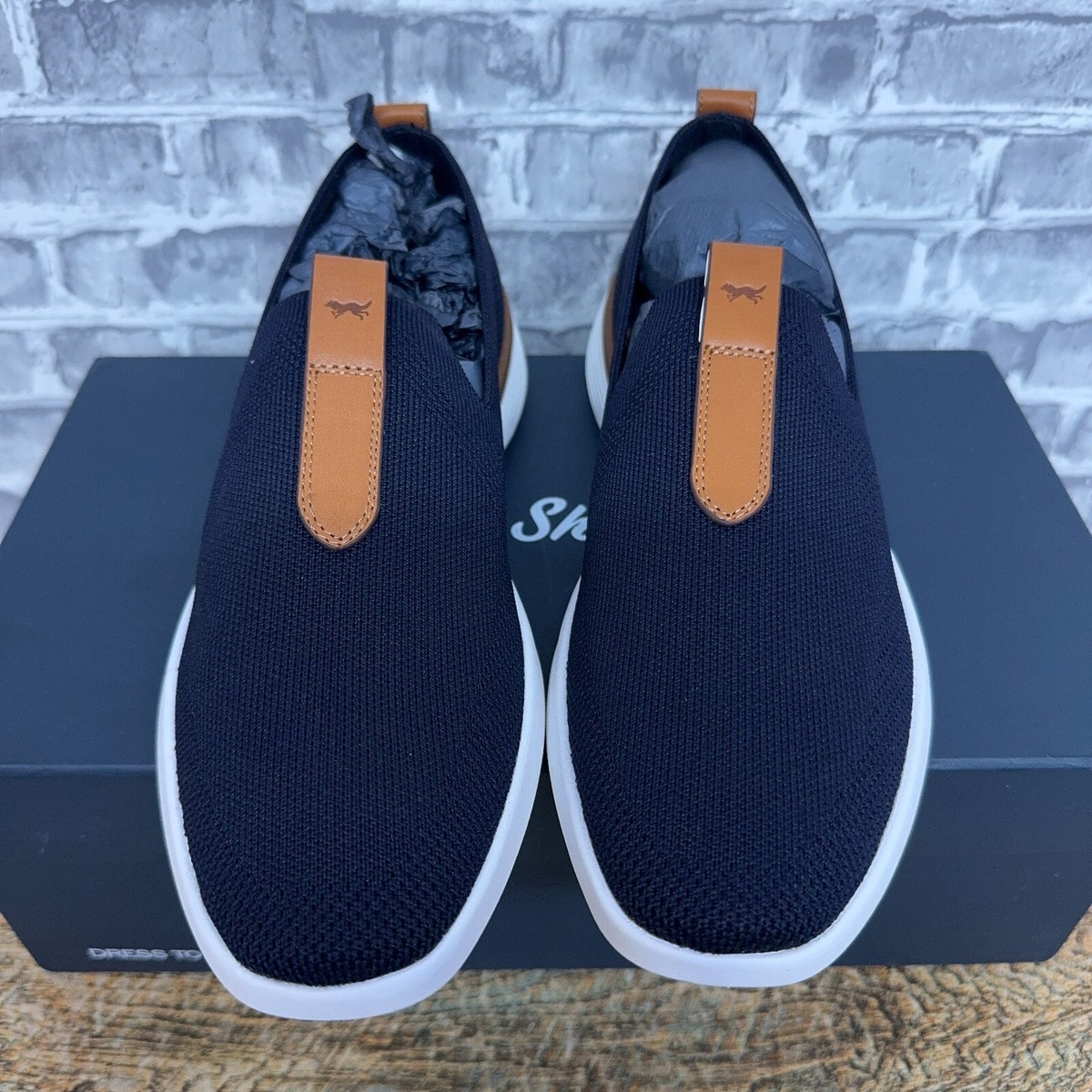Wolf & Shepherd Swiftknit Derby Navy Blue White Knit Shoes  display picture 3