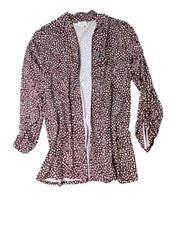 Kim Rogers Brown White Beige Knit Open Cardigan Large