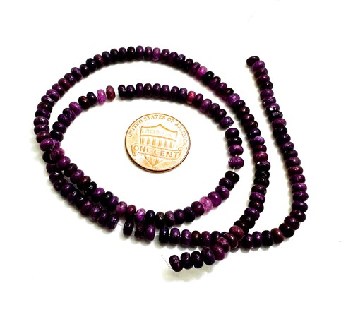 Purple Sugilite Polished Smooth Rondelle Gemstone Beads - RD08 - Picture 5 of 5
