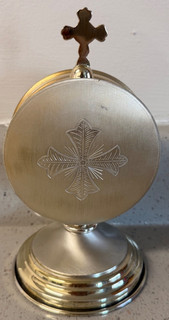 VINTAGE BRASS CATHOLIC CHURCH ALTAR CUSTODIAL LUNA HOLDER