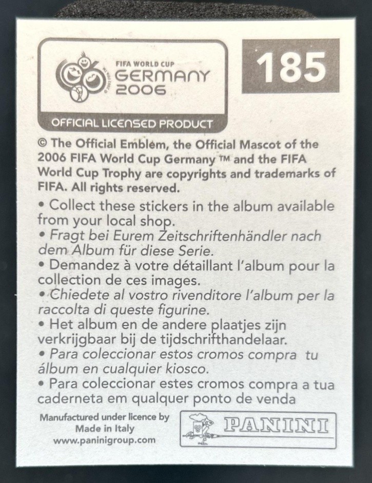 2006 Panini World Cup Stickers Lionel Messi #185 Argentina view 2