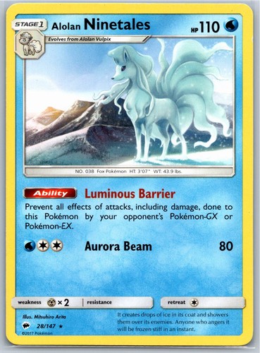 Alolan Ninetales SM - Burning Shadows 28/147 MP-LP Pokémon Card