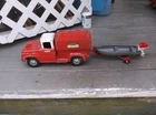 PRESS STEEL TONKA SPORTSMAN TRUCK W/CAMPER COVER,BOAT W/MOTOR & TRAILER