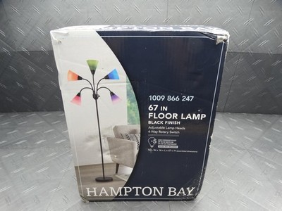 Hampton Bay 67in 5-Light Black Gooseneck Floor Lamp w Multi-Color Acrylic Shades